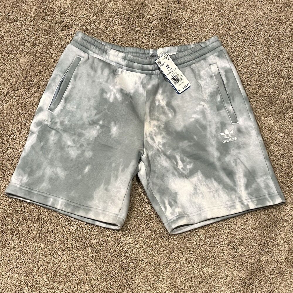 ADIDAS ORIGINALS TIE DYE TREFOIL SHORTS Magic Grey Mens Size Medium HE9433 NEW